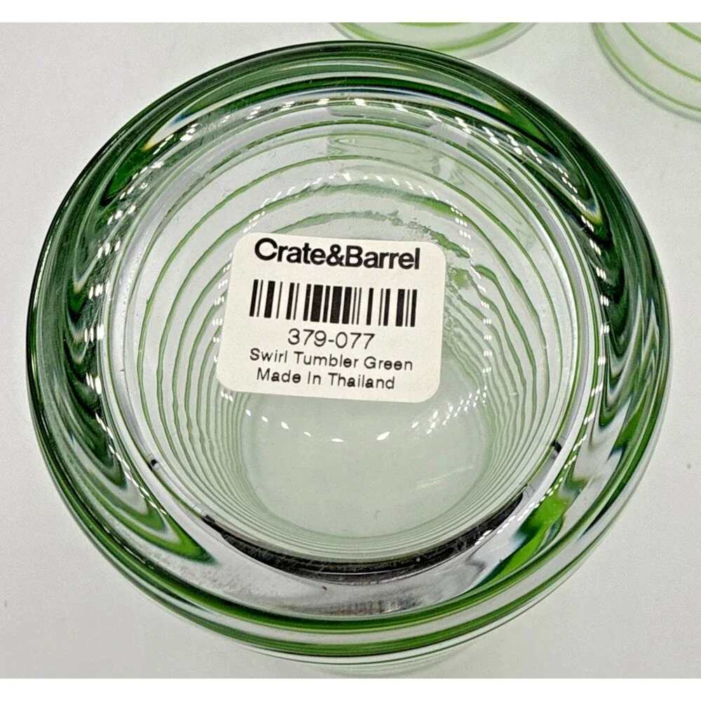 Crate & Barrel Green Swirl Tumblers Set Of 3 20 Oz New 379-077 Holiday
